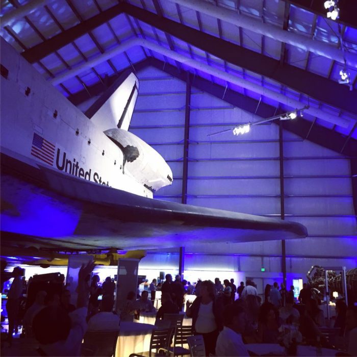 Incredible setting under the Space Shuttle Endeavour for @lutronelectronics Future of Lighting Control event
